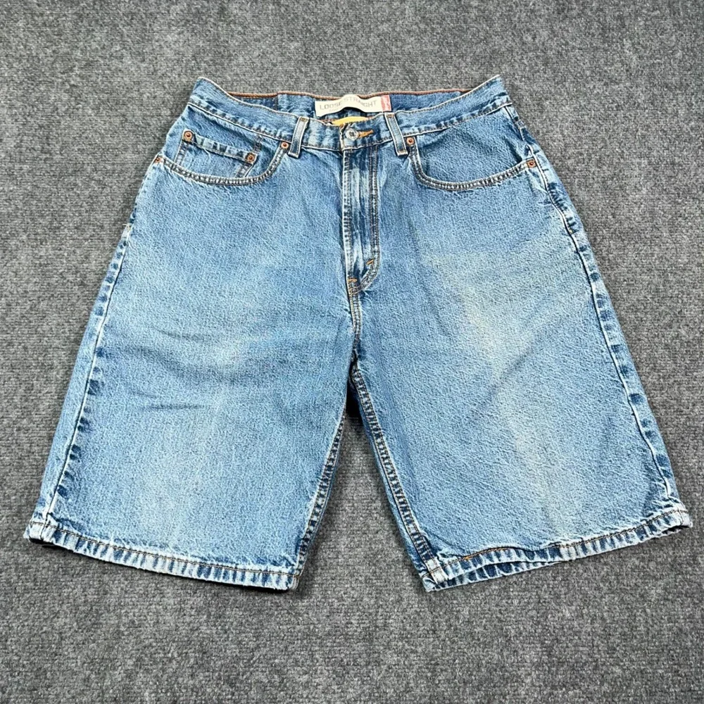 VTG '05 Levi's 569 Loose Straight Denim Jean Shorts Mens 31 Blue Dad Grilling